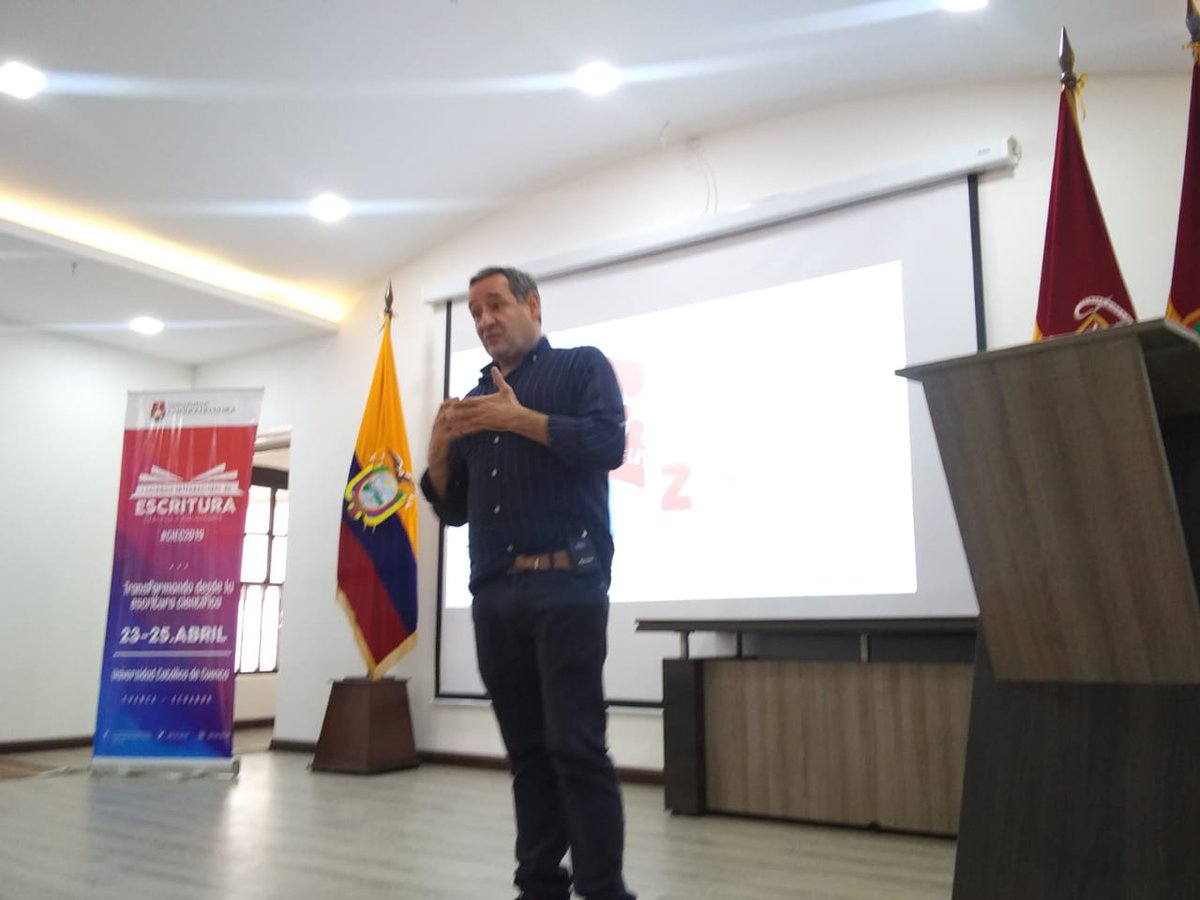 ciec2019's tweet photo. Julio Alonso Arévalo Phd. de la @usal, abordando el tema Uso de gestores de referencia bibliográfica y visibilidad científica en el #CIEC2019✍🏻.

 Segundo día de conferencias y talleres en el #CIITT, en un encuentro académico de la @UCatoCuenca.

#laCatoexcelencia https://t.co/K1li9KNLXC