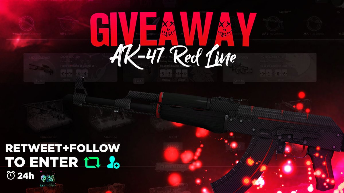 flamecasescom's tweet photo. AK-47 Red Line (FT) #Giveaway 

💥Follow &amp; RT
💥Tag a friend      

⌛ 24 HOURS
#csgogiveaway https://t.co/Di7tF9YQXK