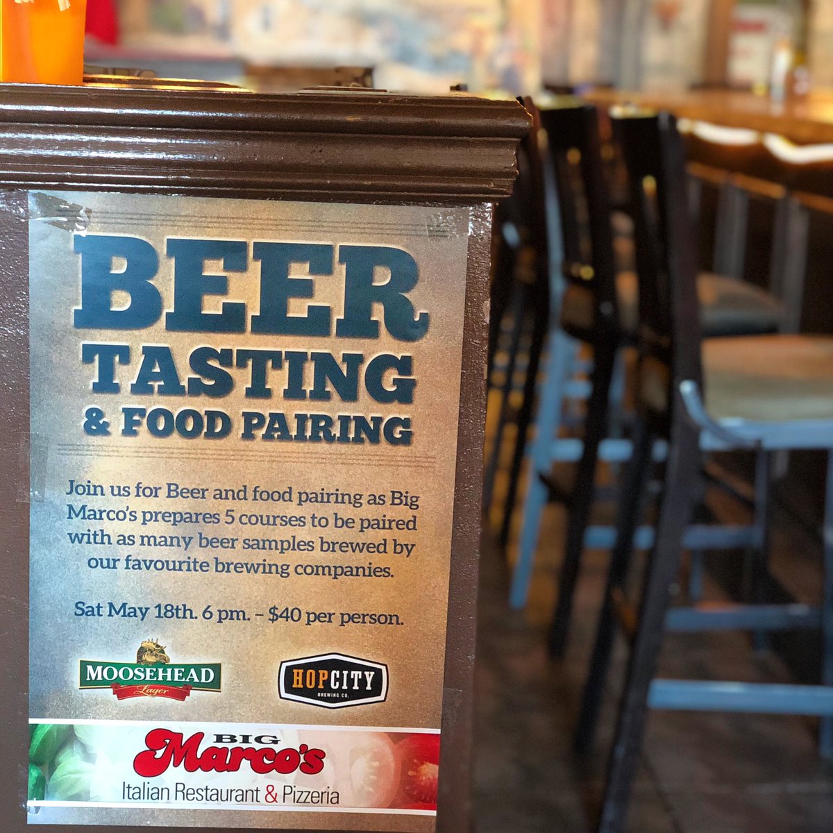 Come join us for our BEER tasting and FOOD pairing night. With a FIVE course meal and different beer samples for each, the night will be unforgettable! Please contact us at 905-641-4411 for tickets. Don’t miss out🍝🍺🍻 #beer #bigmarcos #goodfood