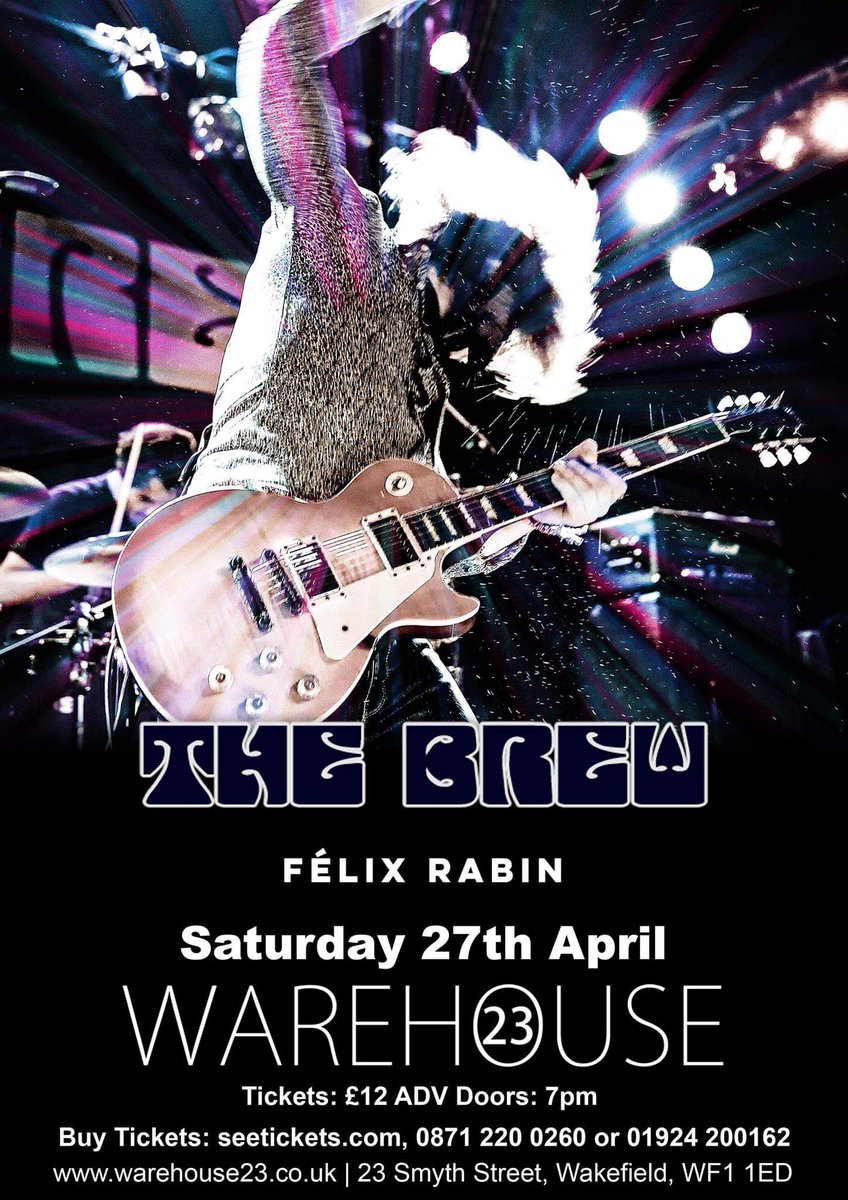THIS WEEKEND!!!!

The Brew + Félix Rabin.

Saturday 27th April. Doors 7PM

Tickets: £12adv // £15otd

Tickets available from the venue direct or via SeeTickets: seetickets.com/event/the-brew…