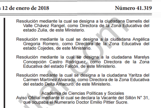 lis_catanho's tweet photo. Las legalizaciones de las zonas deben ser pedidas a nivel internacional y firmadas por los jefes de zona. Aquí les dejo Jefes de zona de algunos estados, algunos aparecen en lista. #apostilla
Gaceta Oficial N° 41.319 https://t.co/RaLPQrGsVH