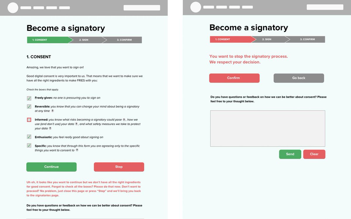and_also_too's tweet image. We&apos;ve been collaborating with the #DesignJusticeNetwork web team on baking consent into the redesign of their website. Our initial concepts are featured in @ShorensteinCtr 2019 Privacy Design Forecast #consentfultech #PrivacyDesign19 Read more at andalsotoo.net/2019/04/24/fri…