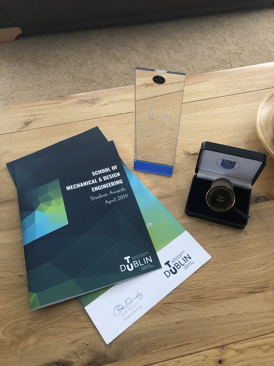 Delighted to have been chosen for an academic excellence award back in October for my studies <a href="/WeAreTUDublin/">TU Dublin / OT Baile Átha Cliath</a> and more recently student of the year for my final year. #Engineering