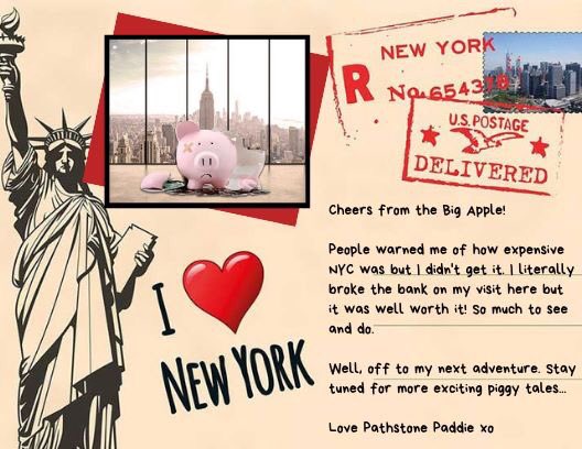 And this little piggy went to...NYC 🗽 Be sure to follow Pathstone Paddie on her travel adventures at <a href="/fill_the_pig/">Fill The Pig, Feel Better!</a> on IG before heading back home this winter for the 2nd annual Fill the Pig Feel Better Piggy Bank Campaign in partnership with <a href="/MeridianCU/">Meridian CU</a>. #fillthepig #kidscount