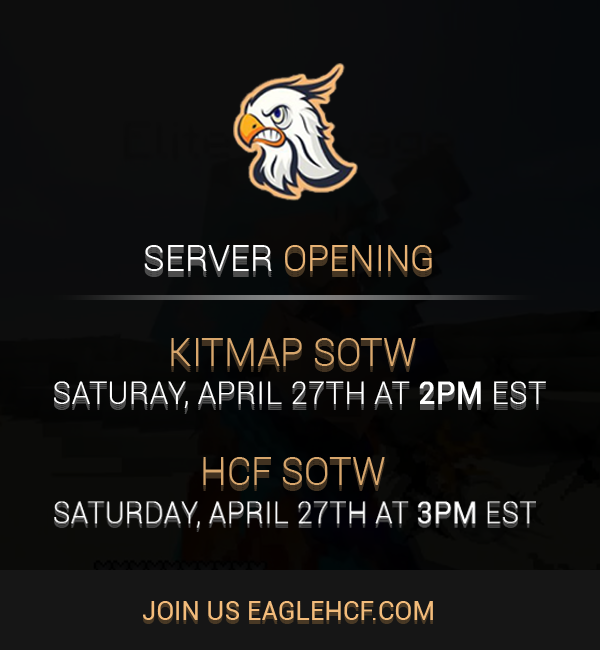 EagleHCF's tweet image. SOTW's Dates:

✘IP: eaglehcf.com 

✘Store: store.eaglehcf.com 

RT and Follow for a chance to win 3 Eagle+Rank for you and your friends