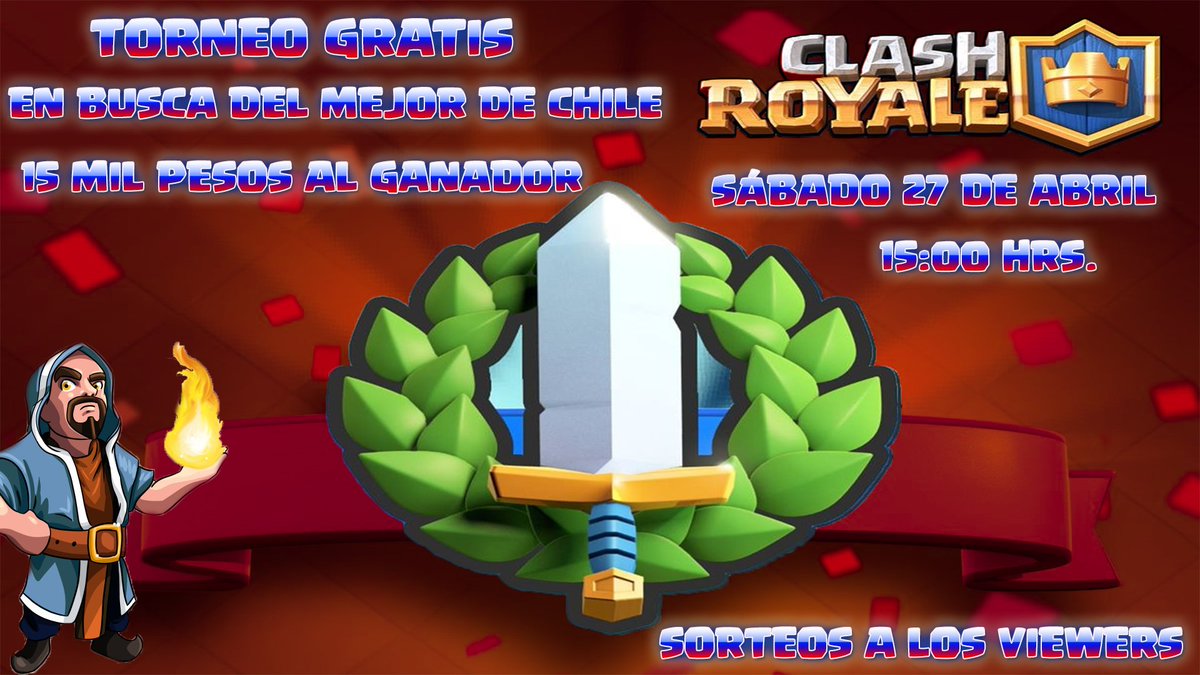 EN BUSCA DEL MEJOR DE CHILE EN <a href="/ClashRoyale/">Clash Royale</a>.
REALIZARÉ TORNEO INDIVIDUAL PARA 1000 Pers.(todos juegan) Los ocho mejores pasan a una ronda final donde saldrá el ganador.
REQUISITOS:
- SER CHILENO
- DAR RETWEET
- SEGUIR A <a href="/FeLinK_/">Felipe González M.</a> 
- ESTAR SUSCRITO AL CANAL youtube.com/felink