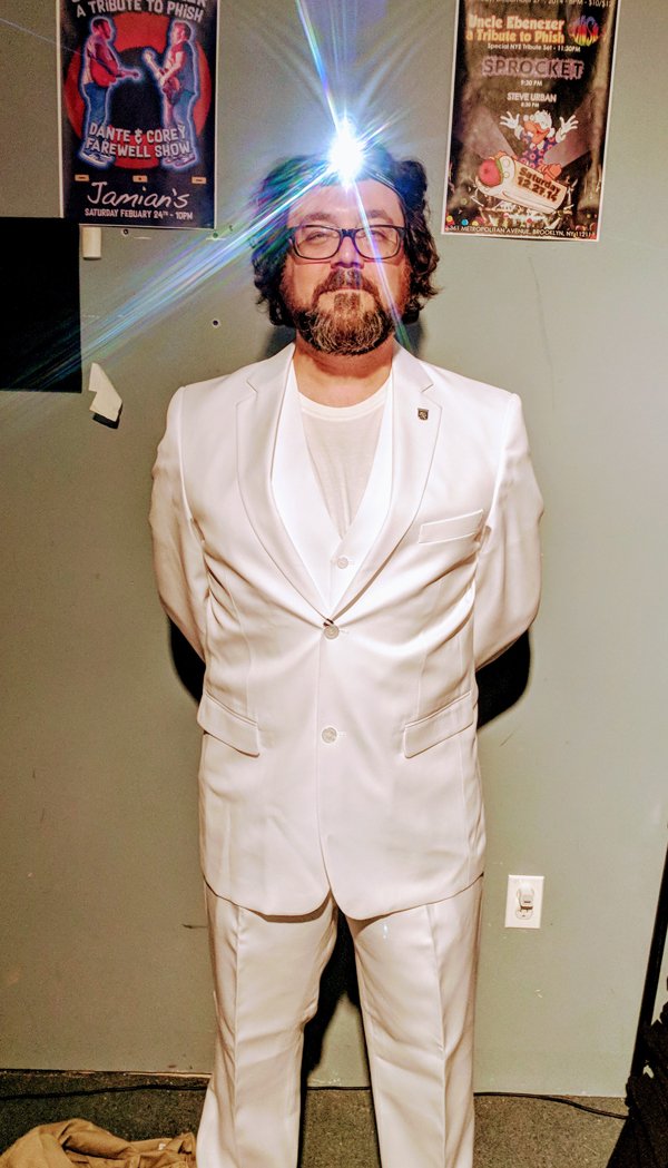 Bright white light shining right between my eyes! So excited to recreate Kasvot Växt: í rokk at Brooklyn Bowl with Pink Talking Fish this Friday! Tix: ticketfly.com/purchase/event… <a href="/brooklynbowl/">Brooklyn Bowl</a> <a href="/PinkTalkingFish/">Pink Talking Fish</a> #Phish