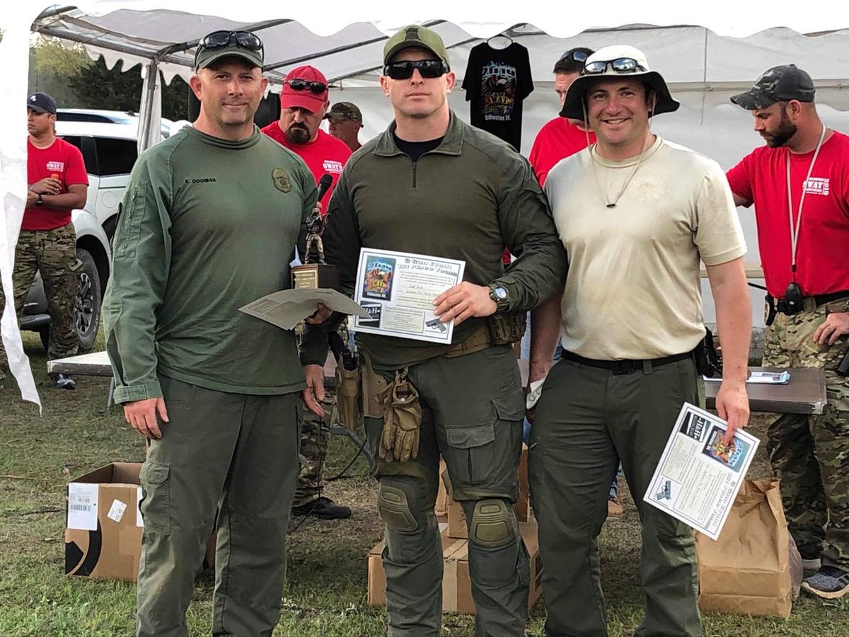 OKCPD's tweet photo. @OKCPD sent a small contingent of our Tactical Unit to Stillwater to compete in the annual SWAT competition earlier this month. MSgt. Cochran, Sgt. Poole and Sgt. O'Neill won the team โ3-gunโ shooting competition. Great job guys! #tactteam #okcpd https://t.co/4puHxcNngP