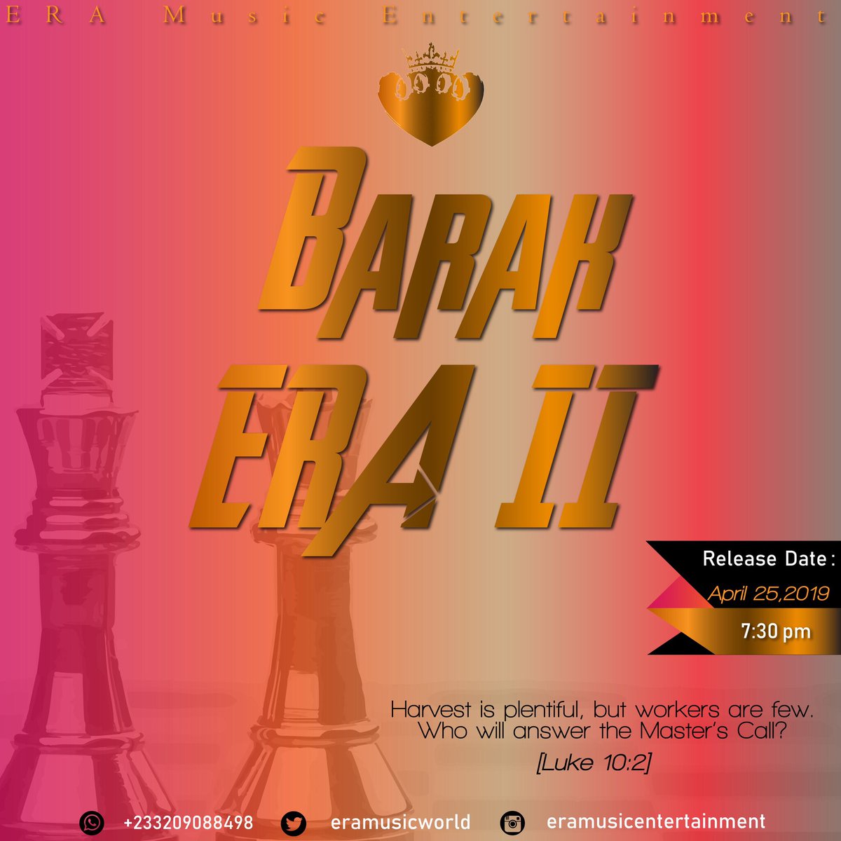 eramusicworld's tweet photo. Tell all people. Barak ERA II is coming tomorrow. The link will sent here. Get ready!
#Ithascome
#itstime
#MastersCallAlbum https://t.co/45iMPO0R4F