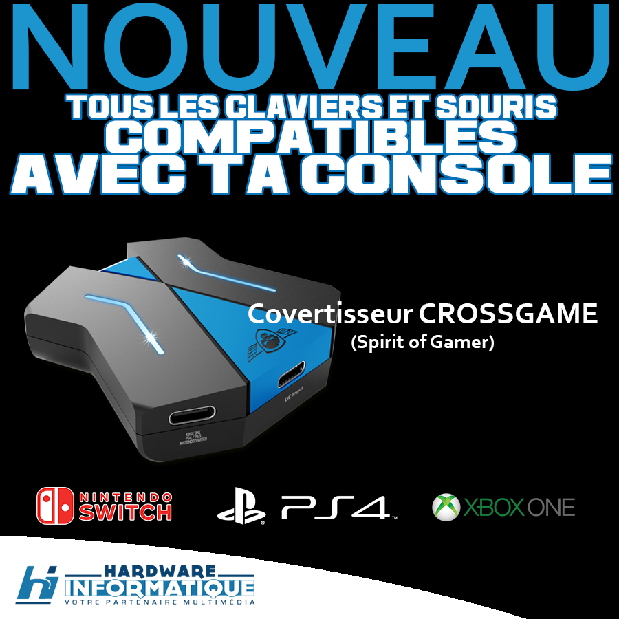 HWIServices's tweet photo. 💥NOUVEAU💥 : Le CrossGame

Tous les claviers et souris #Gamer compatibles avec ta console !

Toutes les infos ici : 
👉 https://t.co/Bsxu0kDuW8
#PS4 #NintendoSwitch #XboxOne #TROPCOOL https://t.co/j67Kjfdvfb