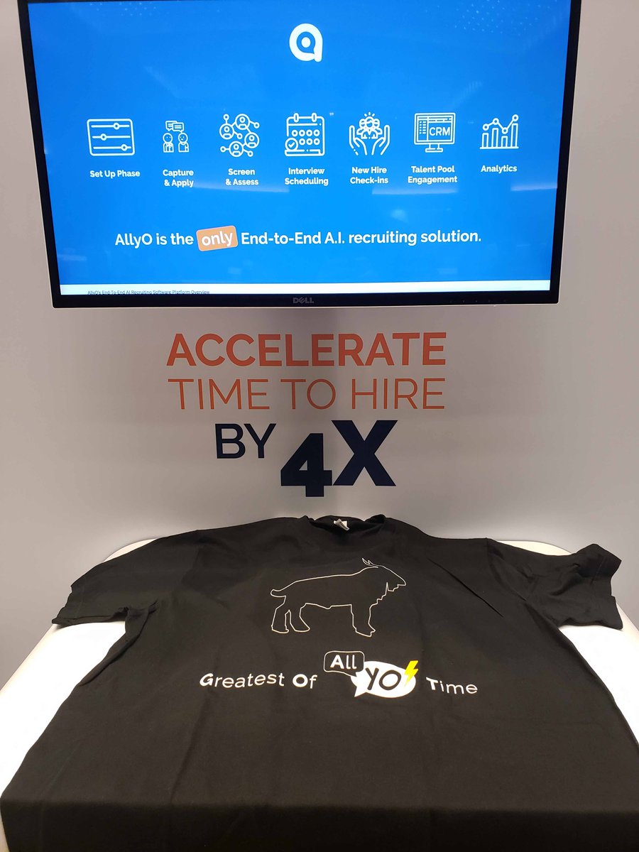 Good morning #ERERC attendees. The @ApplywithAllyO team is at Booth No 519 and has enjoyed chatting with you about #AIRecruiting, #RecruitmentChatbots, and #RecruitmentAutomation. Stop by to check out our demo and grab a custom t-shirt. Limited availability. @ERE_net