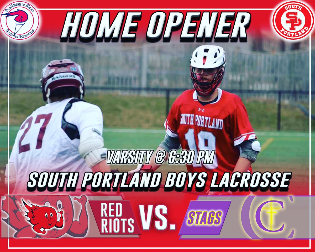 SP boys varsity lacrosse host Cheverus tonight at 6:30pm on George Martin Memorial Field #redriotspride
