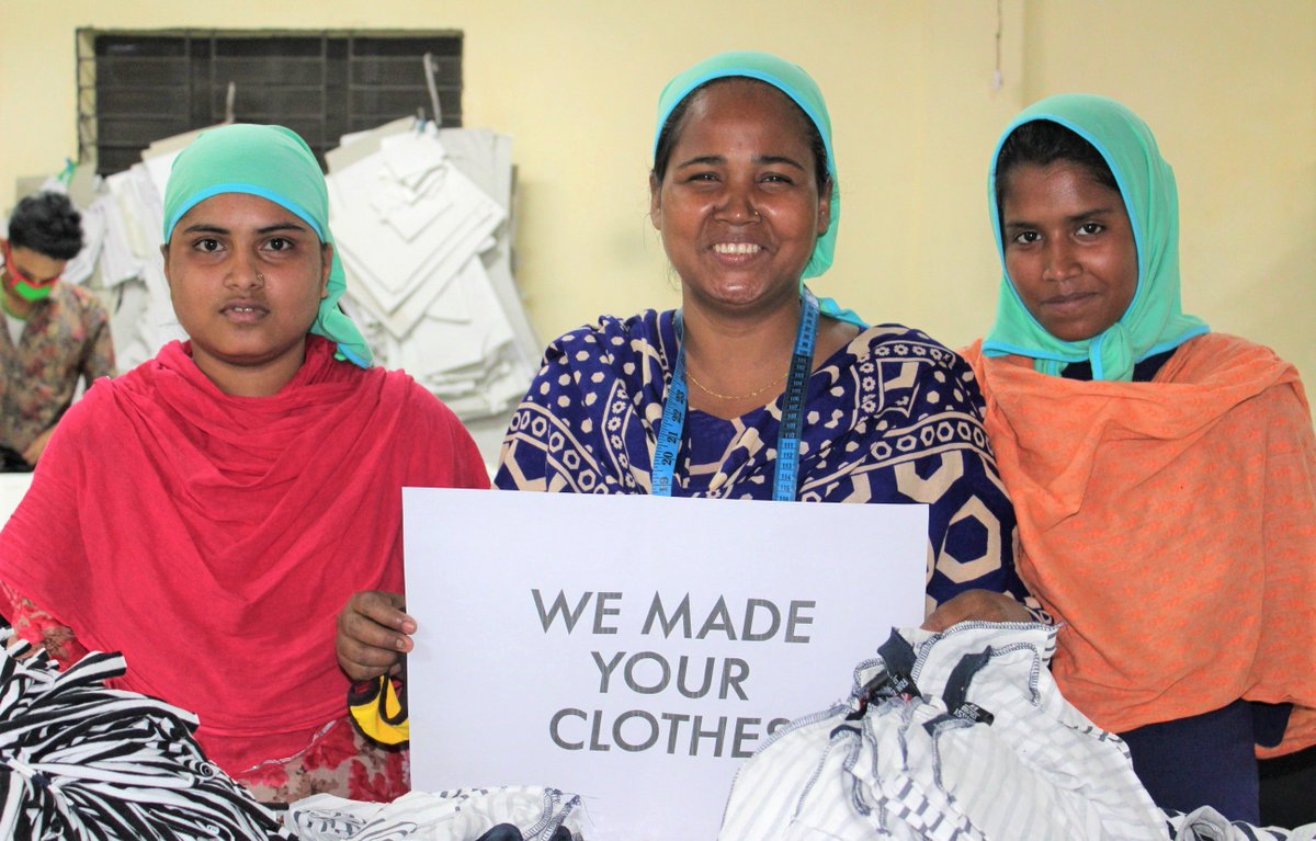 ProgotiByPoshak's tweet photo. #WhoMadeMyClothes? Meet Halima, Morzina (team leader), and Shahida (L-R), members of the awesome sample house team responsible for producing most of #Progoti's women's styles! #FashionRevolution #FashionRevolutionWeek #FashionRevolution2019 #socent https://t.co/bf1Ep8Qv4m