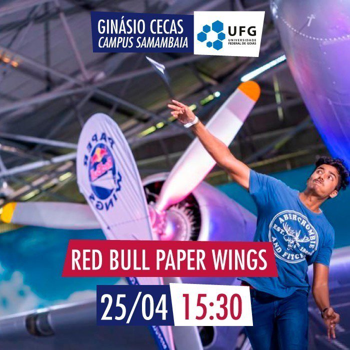 ufg_oficial's tweet photo. Voa, voa aviãozinho (...) 🛩

A UFG recebe a Red Bull Paper Wings, no Ginásio do Centro de Esportes - Câmpus Samambaia. 💙
O vencedor da competição no Brasil vai para a Áustria participar da etapa mundial. ✈

Informações 👉 https://t.co/1fQCom0ncd https://t.co/6RMxznKtsP