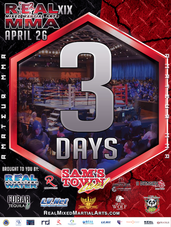 RealMMALV's tweet photo. Only 3 days before the fight. April 26, 2018. It Goes Down at Sam's Town Hotel & Gambling Hall First Bout at 7:00 pm. TICKETS starting at $25.
To purchase tickets visit https://t.co/FfoiDwIPxj
#vegasevents #sports #RealMMA #Nevada
#mixedmartialarts https://t.co/MMYreU2G25
