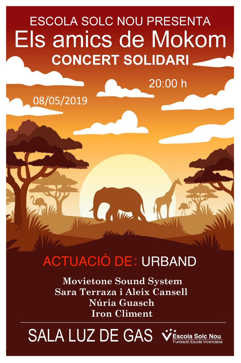 LuzdeGasClub's tweet photo. Els amics de Mokom, amb @SolcNou dimecres 8 maig a les 20h, on comptaran amb l'actuació d' #URBAND 🎶👏👏
Nit solidària a @LuzdeGasClub 🤗 https://t.co/iFXa5ZzhFw