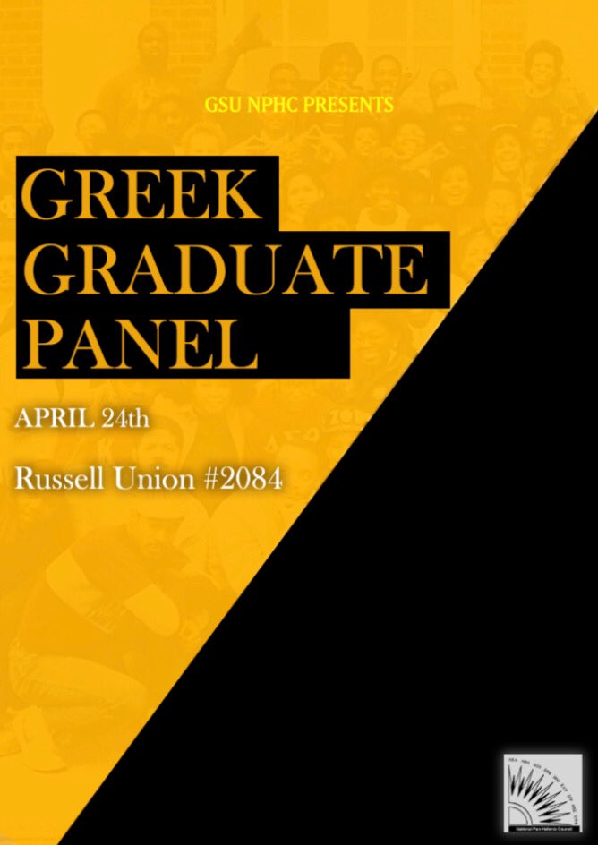 Day 3 of NPHC week brings you The Greek Graduate Panel. Our group of panelists will cover topics like Post Grad Depression, how to apply to grad school, or choosing to do what you love or what makes you money, and many more topics. Come out tonight to RU room 2084 at 7:30pm!