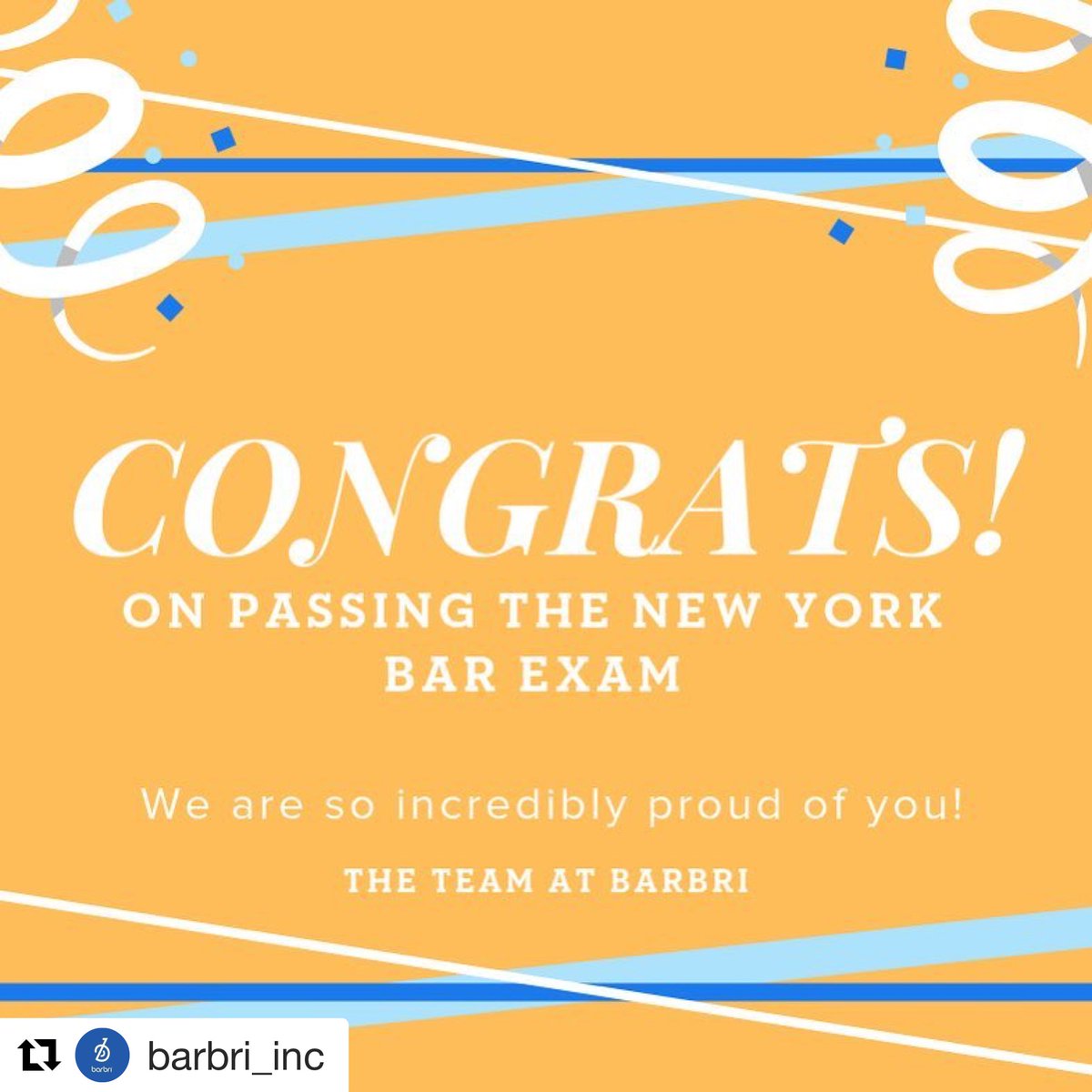 GULCBarbri's tweet photo. Congrats to our newest Hoya Lawyas! #OwnTheBar #Repost @barbri_inc
・・・
Congratulations to all of the new attorneys in New York! Wishing you the best of luck in your legal career!
#GoBARBRI #BARBRI #lawstudent #lawstudentlife #3L #3Llife #barexam #barprep #OwnTheBar https://t.co/1doLdS2yFK