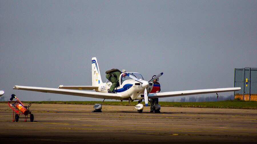 Last Thursday, despite poor vis in the morning; we managed to get all 8 cadets in the air!🙌 Thank you to 5AEF and RAF Wittering for having us! #AirCadets #weare2370 #grobtutor