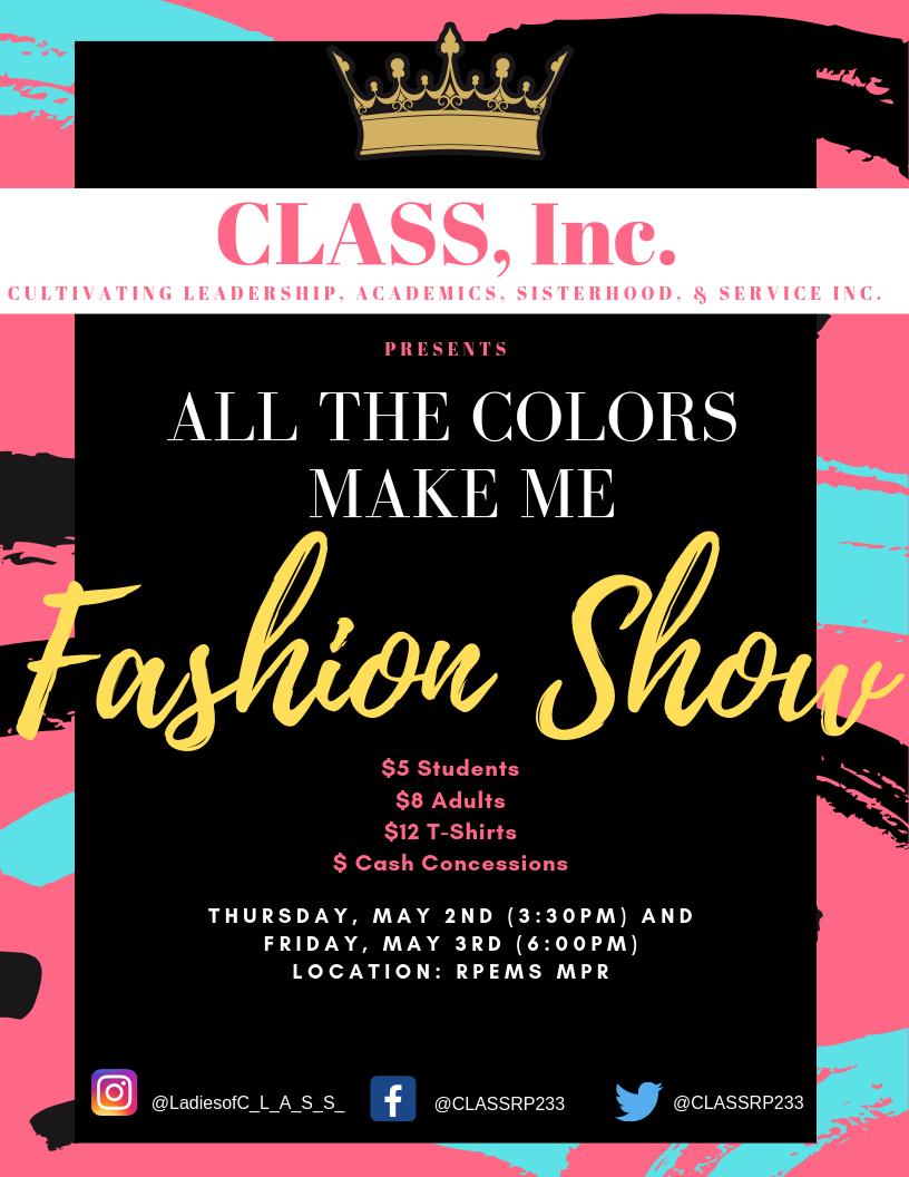 CLASSRP233's tweet photo. Fourth Annual Fashion Show https://t.co/v25W4LJhqy https://t.co/Zp2xvHa4dV