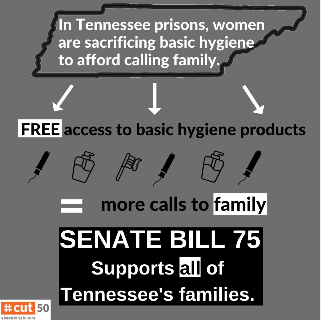 DreamJustice's tweet photo. In Tennessee, incarcerated women making 17ยข/hr must work 32 hours to afford essential feminine hygiene products. We can change this โ #SB75 & #HB129 would bring #DignityForIncarceratedWomen in Tennessee prisons. https://t.co/w1pyqgbkEw