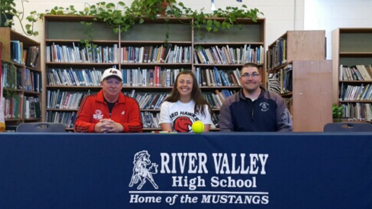 RVstangSball's tweet photo. Congratulations to Madison Vollman on signing her letter of intent to play softball for the Lake Michigan College @RedHawksSoftba2 !                  #DeltaFire #RVlution #StayHungry https://t.co/3uGn0EHqlb