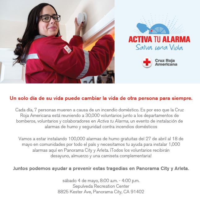 CaptSilverman's tweet photo. The next @RedCrossLA #SoundTheAlarm event in @LACity is on Saturday, May 4th in #PanoramaCity. Join other #volunteers and help make our community safer... because #SmokeAlarmsSaveLives. Sign up here: https://t.co/lPSNtj5QFP  

#BeLAFDsafe  🚫🏠🔥 https://t.co/1TxibjMAdU