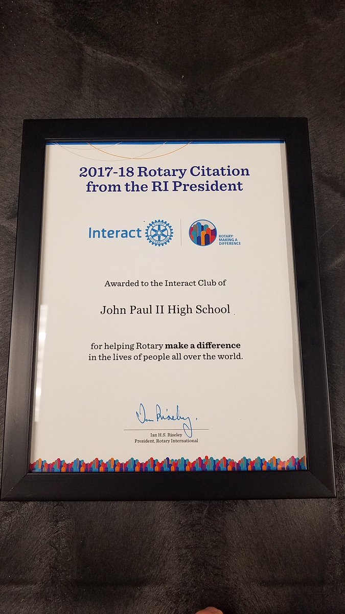 JPIIHSPLANO's tweet image. Another day, another recognition for JPII!

Today, our two-year-old Interact Club was presented with the Presidential Citation, the highest honor bestowed upon a club by Rotary International, in recognition for their commitment to service.

#CardinalService
#CardinalProud