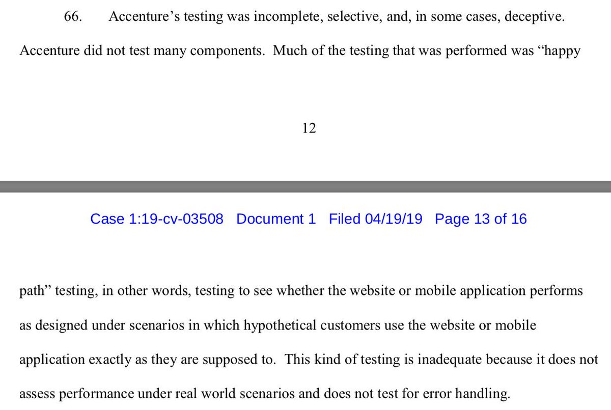 Ah, interesting! Hertz claims that Accenture only wrote "happy path" tests.
