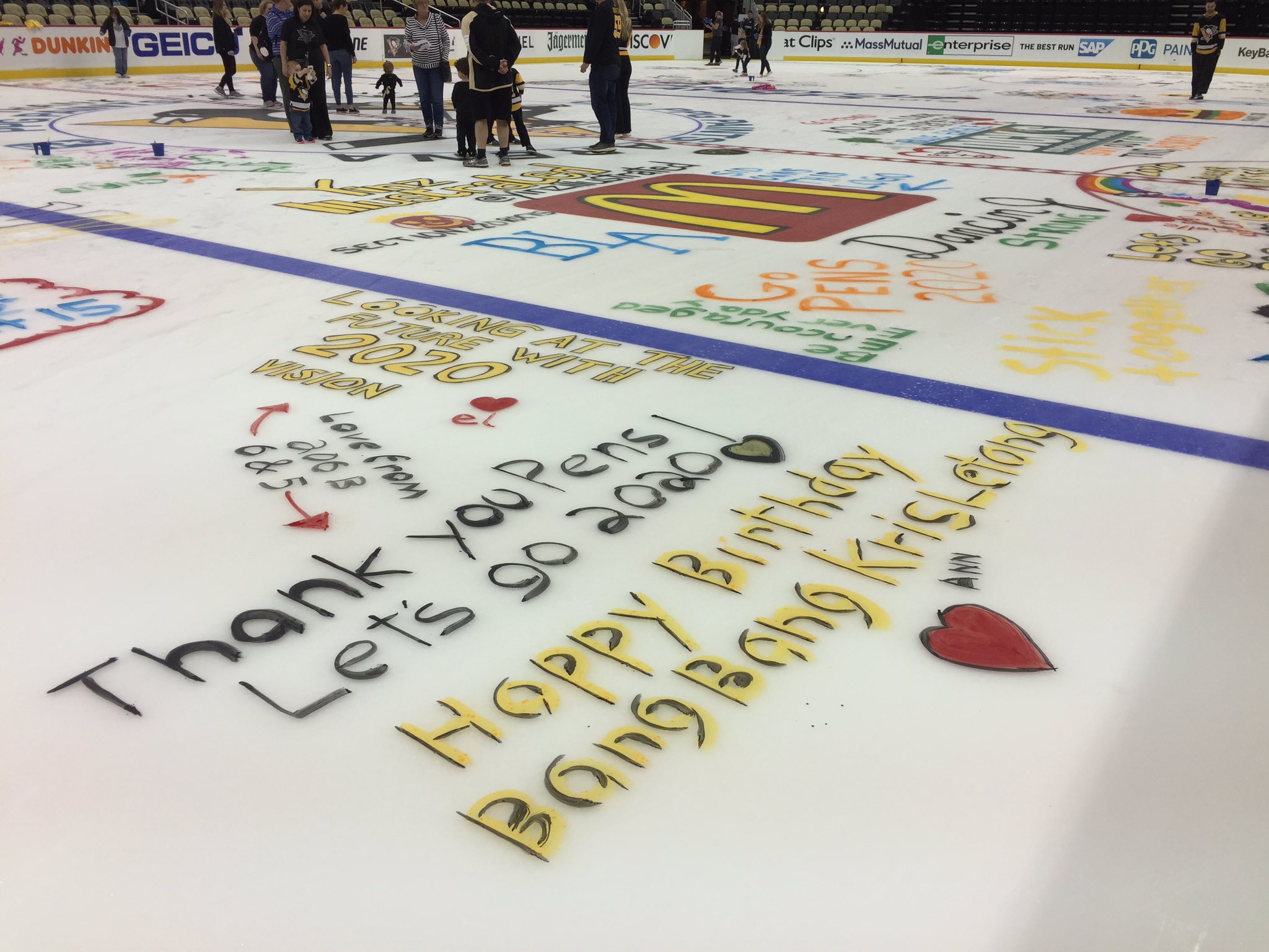 Painted the ice at PPG Paint Arena! Thanks Pens! And happy birthday Kris Letang!!!! 