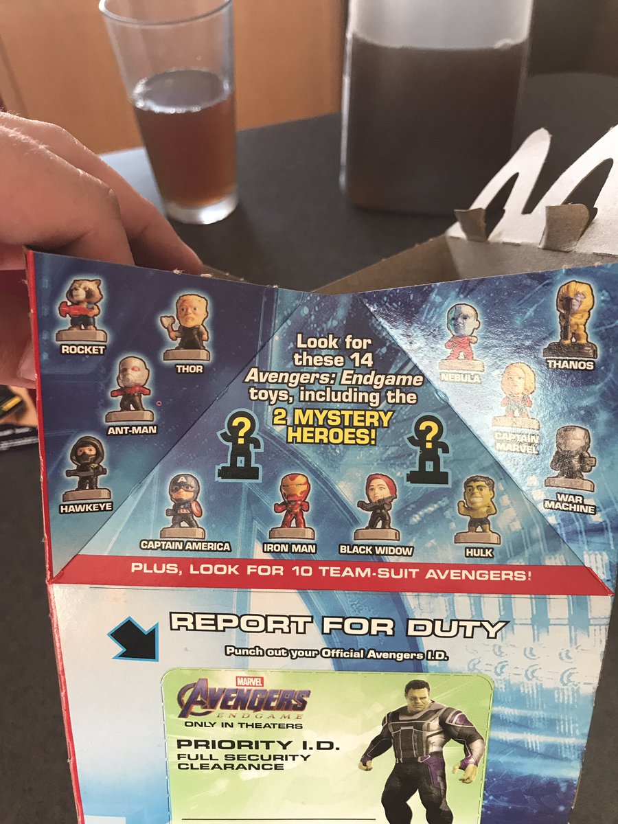 Galaxy_Junkyard's tweet photo. #FutureGeeks got some #Avengers in their #HappyMeals.
They are beyond excited.
#McDonalds #Endgame #Marvel #CaptainAmerica #Hulk https://t.co/wCs06yoDiI