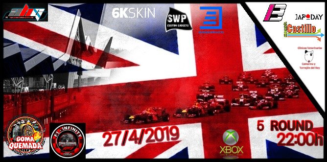 club_goma's tweet image. #F12018 | Se acerca otro nuevo reto en la #F1INFINITY ‼️ No te pierdas el próximo 5 Round en Silverstone GP 🇬🇧 este sábado 27/4/2019 a las 22:00h. #simracing #esports @BernyDesign_ @3DreamsProjects @AECASTILLO_ @HondaGalicia @Japoday @SimWheelPlate @Xbox_Spain @Codemasters #F1