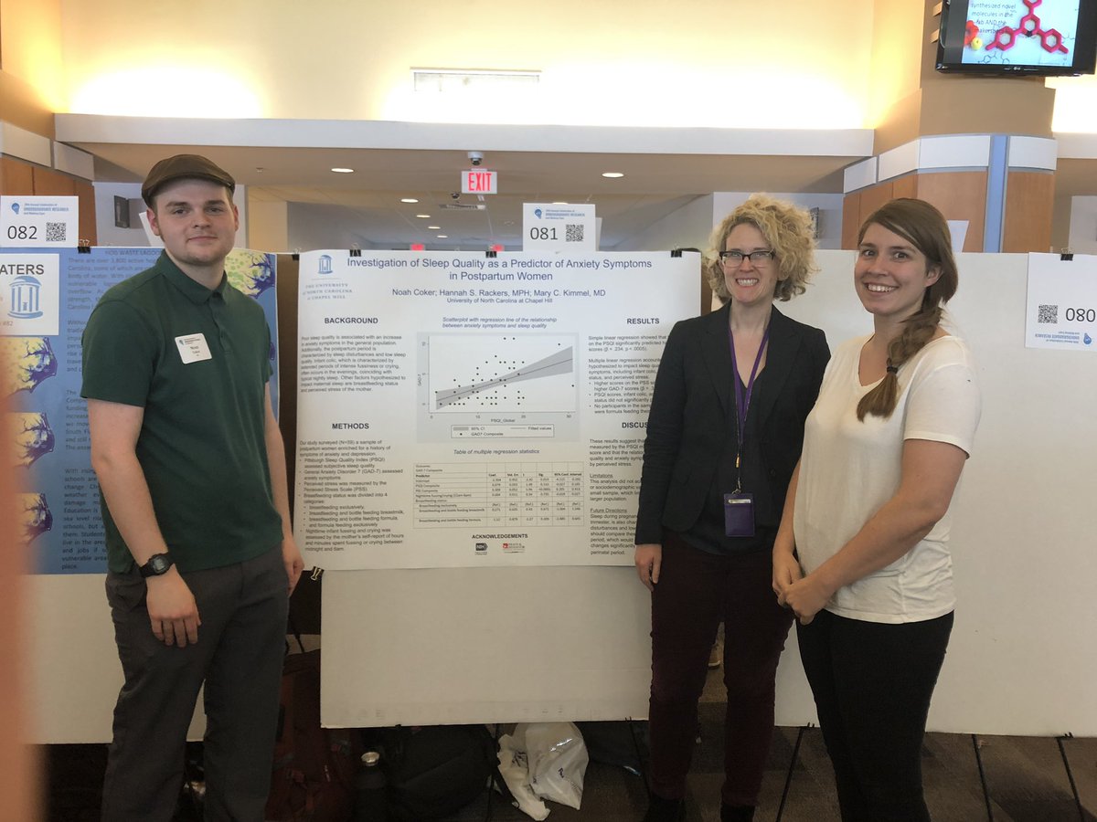 KimmelLab's tweet photo. So proud of our undergrads’ ability to transform their curiosity into research! It’s been a privilege to help them develop their investigative skills. #unccur2019 https://t.co/kZhzQhmYZa