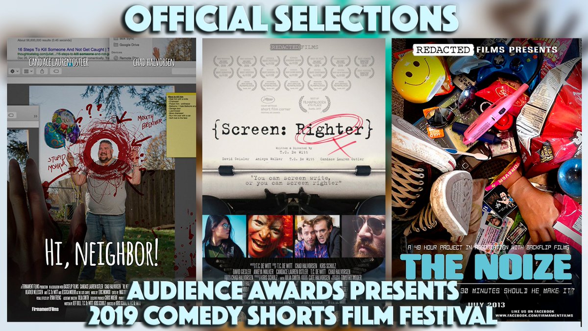 RedactYourself's tweet image. We are excited to announce that THREE of our films have been selected for the Audience Awards 2019 Comedy Shorts Film Festival! Screen: Righter, The Noize, and Hi, Neighbor continue to offer us new opportunities and successes. Congrats to cast and crew. 
youtube.com/redactedmedia