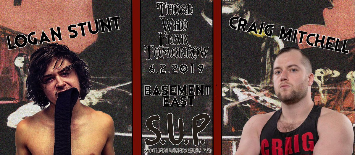 sup_graps's tweet photo. Here’s one for you.
6/2 at Those Who Fear Tomorrow
The Bite Sized Brawler @LoganStunt takes on the Midwest Bully @CraigxMitchell.
Join us at @BasementEast! https://t.co/hmj7jf5ZMD