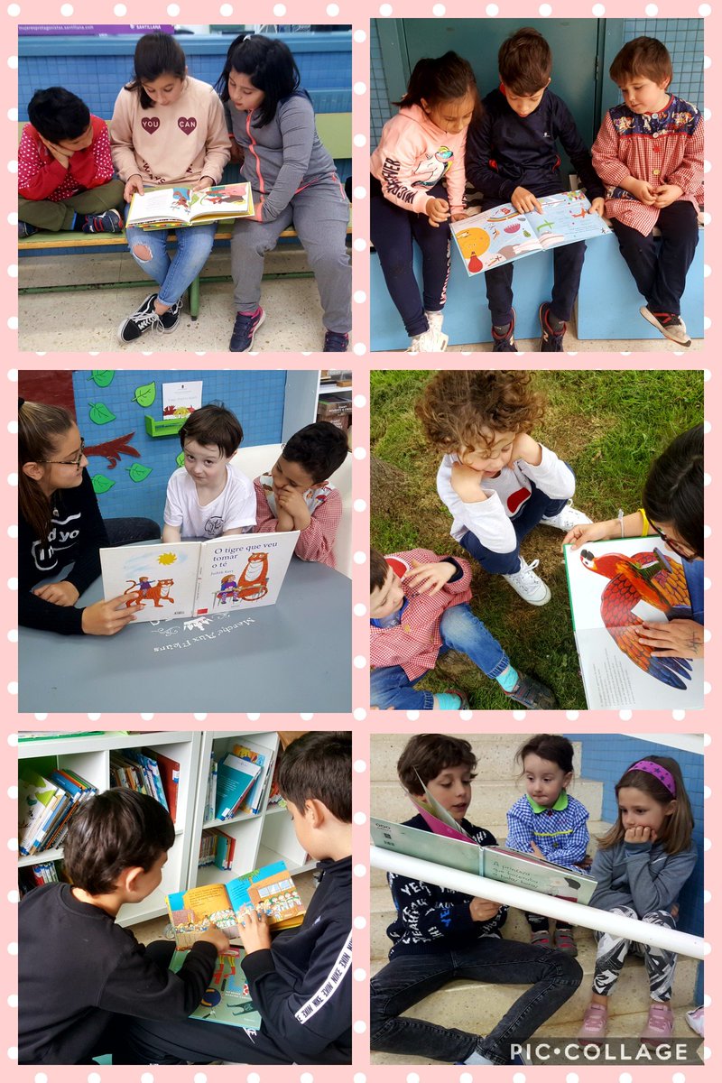 ceip_santarita's tweet photo. Esta semana do #DíadoLibro2019 estamos a facer diversas actividades..o 23deabril apadriñamentos lectores..que maravilla velos disfrutar así da lectura🌳🐦📚#coledegaldo @bescolaresgal https://t.co/BV5dOYOwcG