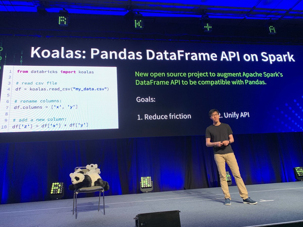 ⁦<a href="/rxin/">Reynold Xin</a>⁩ of ⁦<a href="/databricks/">Databricks</a>⁩ announces #koala OSS project for running #Pandas at scale on ⁦⁦<a href="/ApacheSpark/">Apache Spark</a>⁩ ⁦<a href="/SparkAISummit/">SparkAISummit</a>⁩ keynote