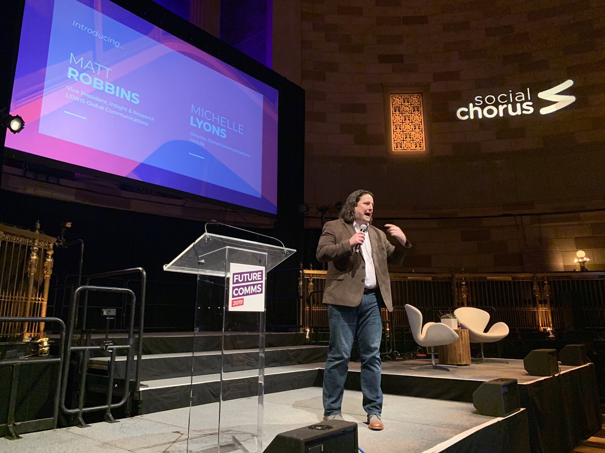 SocialChorus's tweet photo. Thank you to Matt Robbins VP at @teamlewisglobal for supporting #FutureComms19 https://t.co/4mshMeJmVK