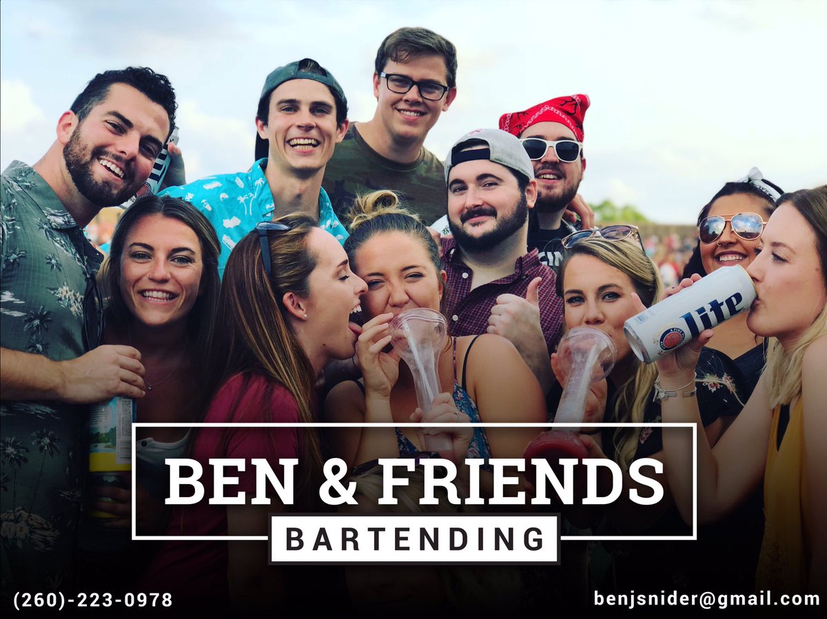 benjsnider's tweet photo. Introducing “Ben &amp; Friends Bartending” 🍺🍹🥂🍷🥃🍸🍾

It’s wedding season!! If you or someone you know needs any bartender(s) please let them know about Ben &amp; Friends. I can promise we will take your wedding to the next level! Our rate is $25/hour/bartender + tips.

Plz fav/RT🍻 https://t.co/3acbDYCsgi
