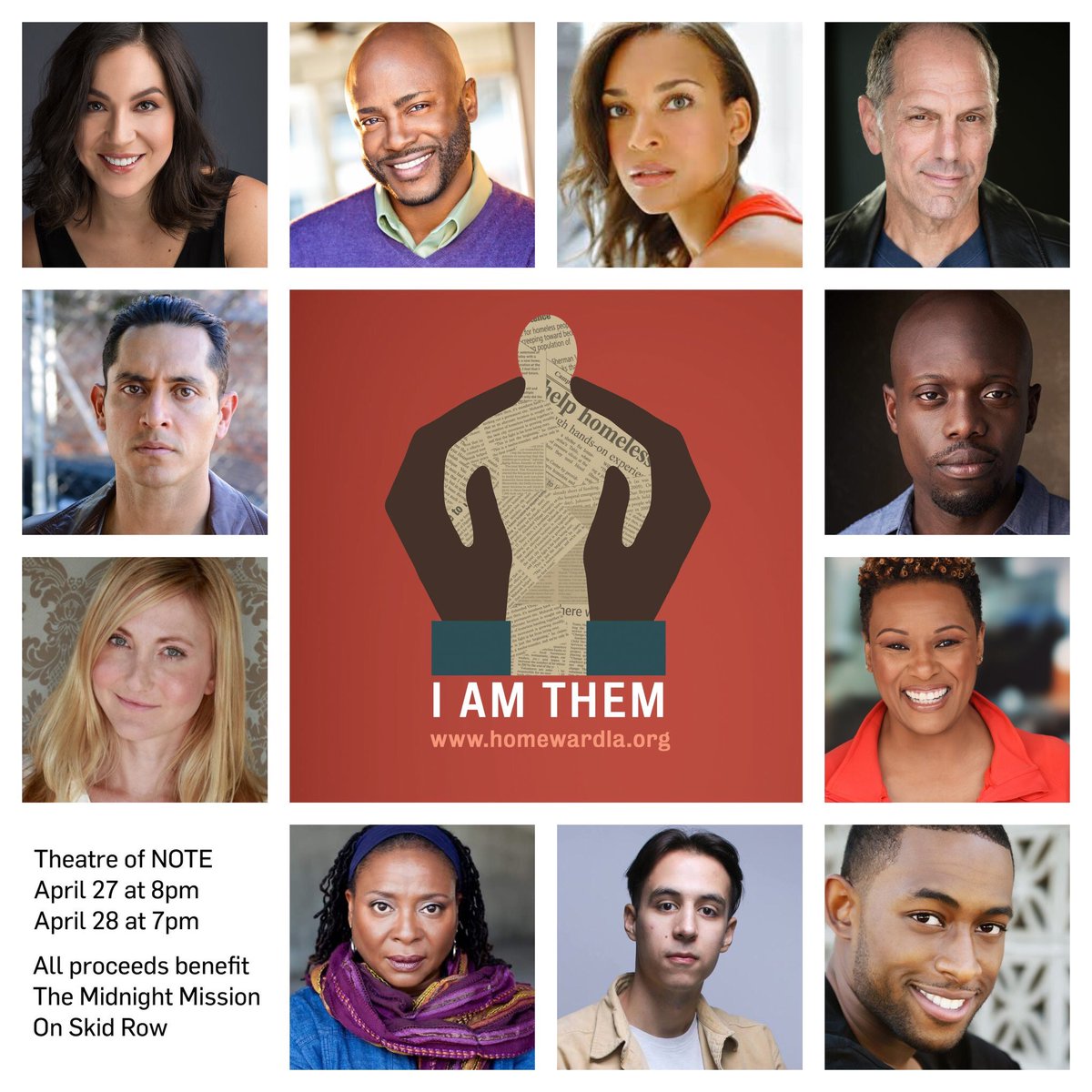This weekend. Eleven actors perform the stories of eleven real people who have experienced homelessness. Theatre of NOTE, Saturday at 8pm and Sunday at 7pm. 100% of the proceeds go to The Midnight Mission on Skid Row. Tickets available here: hlatheaterofnote.brownpapertickets.com #HomewardLA