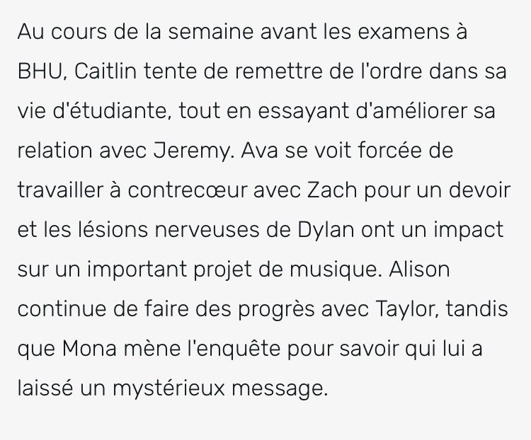 LittleLiarsFR's tweet photo. #INFO Synopsis des épisodes 7 à 10 de #PLLThePerfectionists : https://t.co/3v7V92gE1R