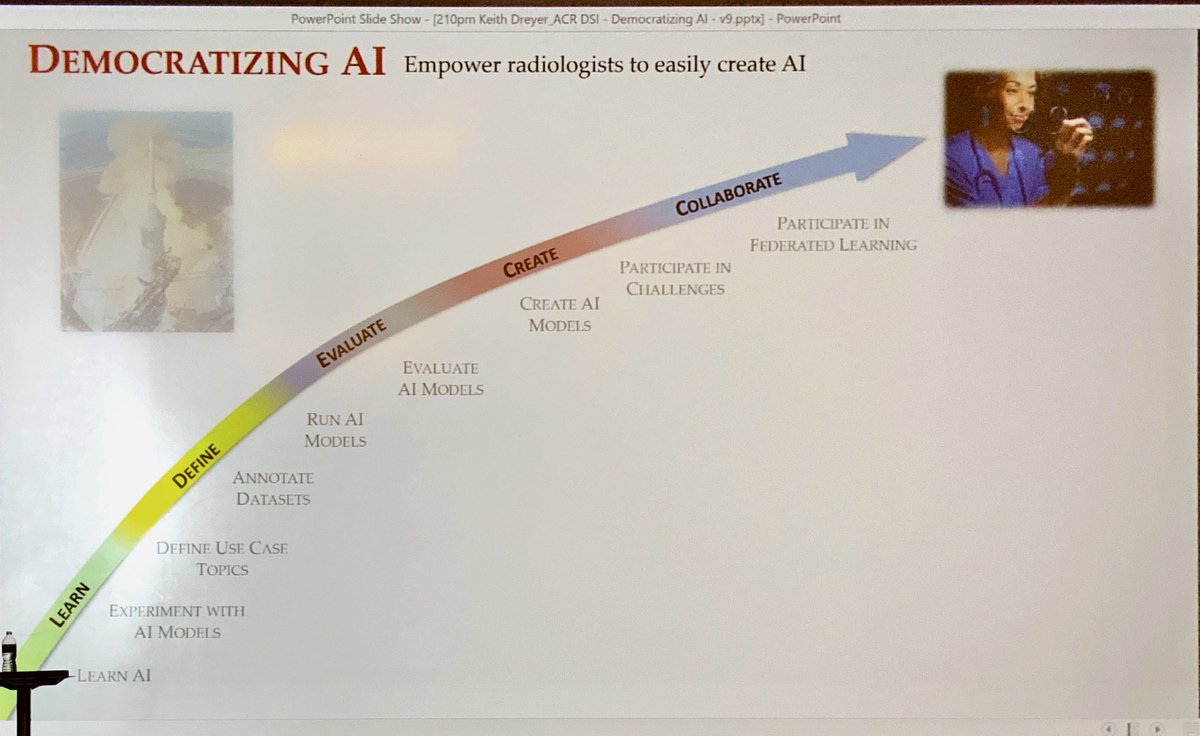 AiLab created by #ACRDSI will help democratize #AI by making  algorithms development as easy as creation of power point slides - Keith Dreyer @RadiologyACR