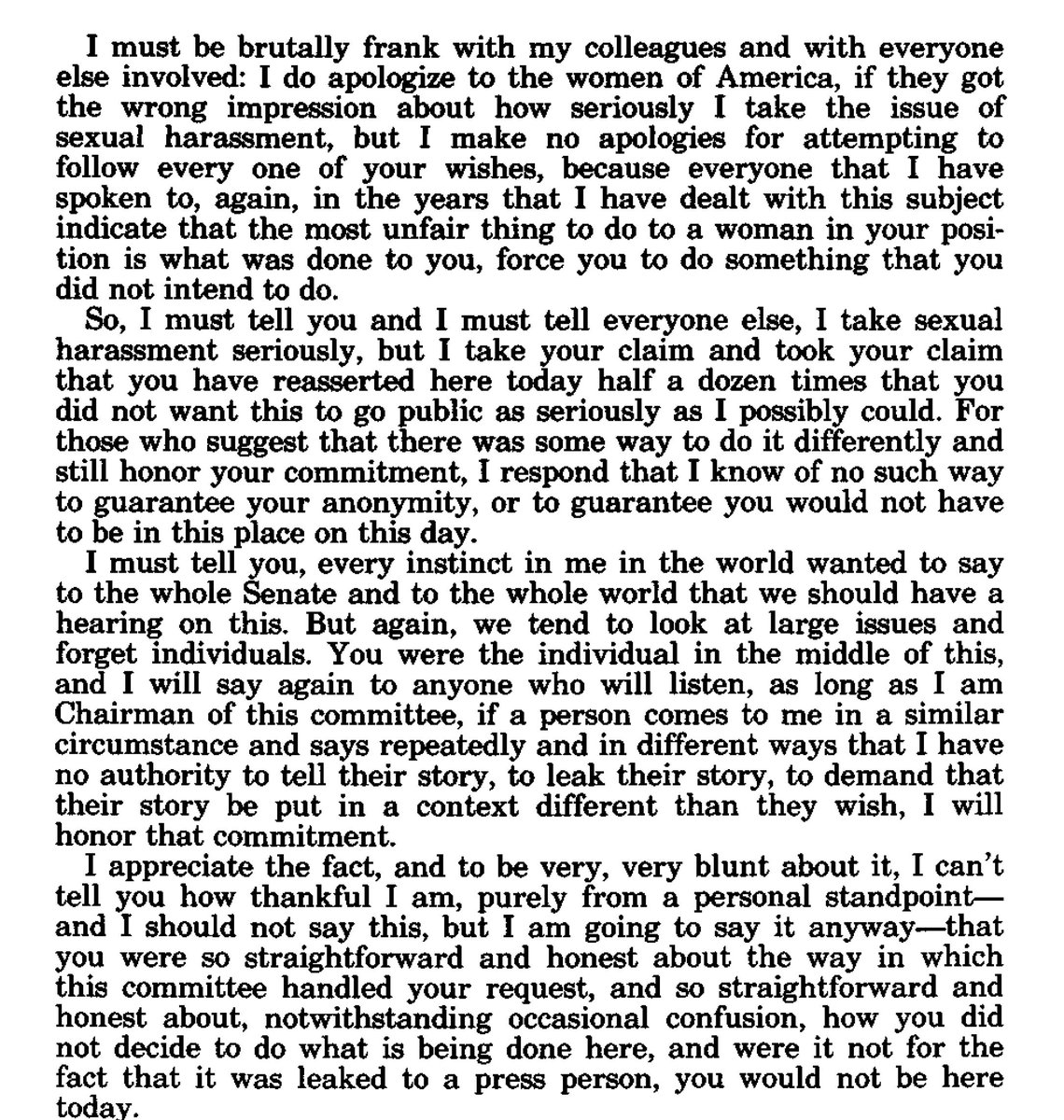 6... @joebiden made clear his revulsion at sexual harassment and the scourge it presents in the country in the opening seconds of his opening statement....