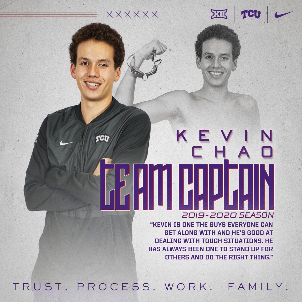 🔥Excited to introduce our first (of three posts) introducing our new team captains for 2019/20🔥

Today, we introduce SR @ClaireBear_Swim &amp; JR Kevin Chao as captains for our programs 😈🐸

#TrustProcessWorkFamily #GoFrogs
