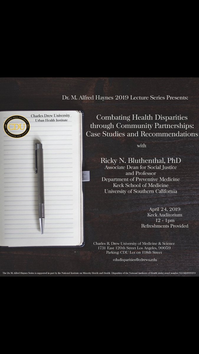 cduuhi's tweet photo. In just 10 minutes, Ricky N. Bluthenthal, PhD, Associate Dean for Social Justice &amp; Professor will be speaking about, “Combating Health Disparities through Community Partnerships: Case Studies and Recommendations”. Located at the University of Southern California, Keck Auditorium! https://t.co/nqIvDdu2RX