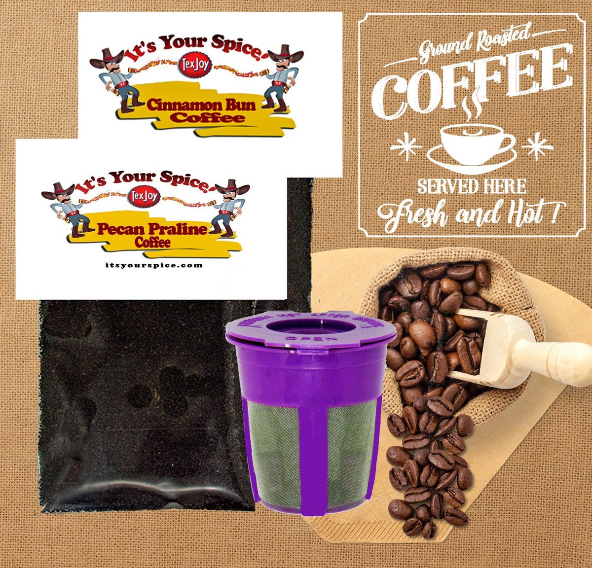 ItsYourSpice's tweet photo. Excited to share the latest addition to my #etsy shop: Ground Coffee Sampler, Custom Made Cinnamon Bun and Pecan Praline Ground Coffee. #Free Shipping! $15 #coffee #birthday gift
 https://t.co/3EftZ9EfxJ https://t.co/iUujBv9tnx