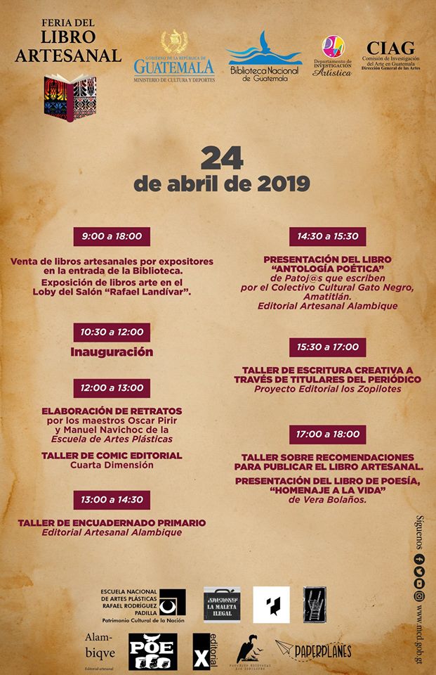 azacuangt's tweet photo. La feria del libro artesanal inició este día y estará por dos días más en la Biblioteca Nacional "Luis Cardoza y Aragón", en horario de 9am a 6pm. Venta y exposición de libros artesanales.
Compartimos el reportaje sobre #EdicionesBizarras

https://t.co/cOZySKLBXZ https://t.co/GZGujSslpn