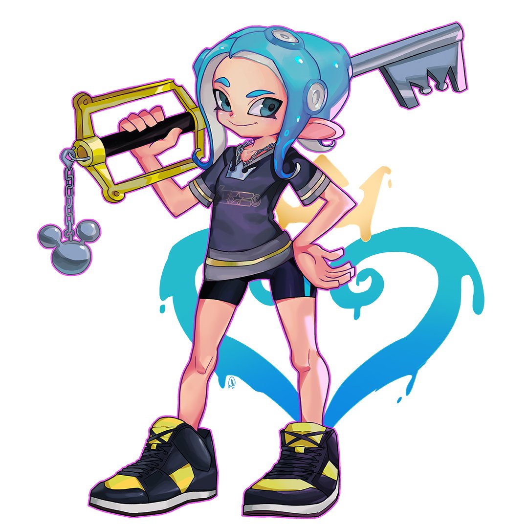 Commission for <a href="/kopijunkie/">KopiJunkie ☕️</a>! How did she get Sora's keyblade?! I love doing these mash-ups. Message me if you'd like one!

#splatoon2 #KingdomHeartsIII