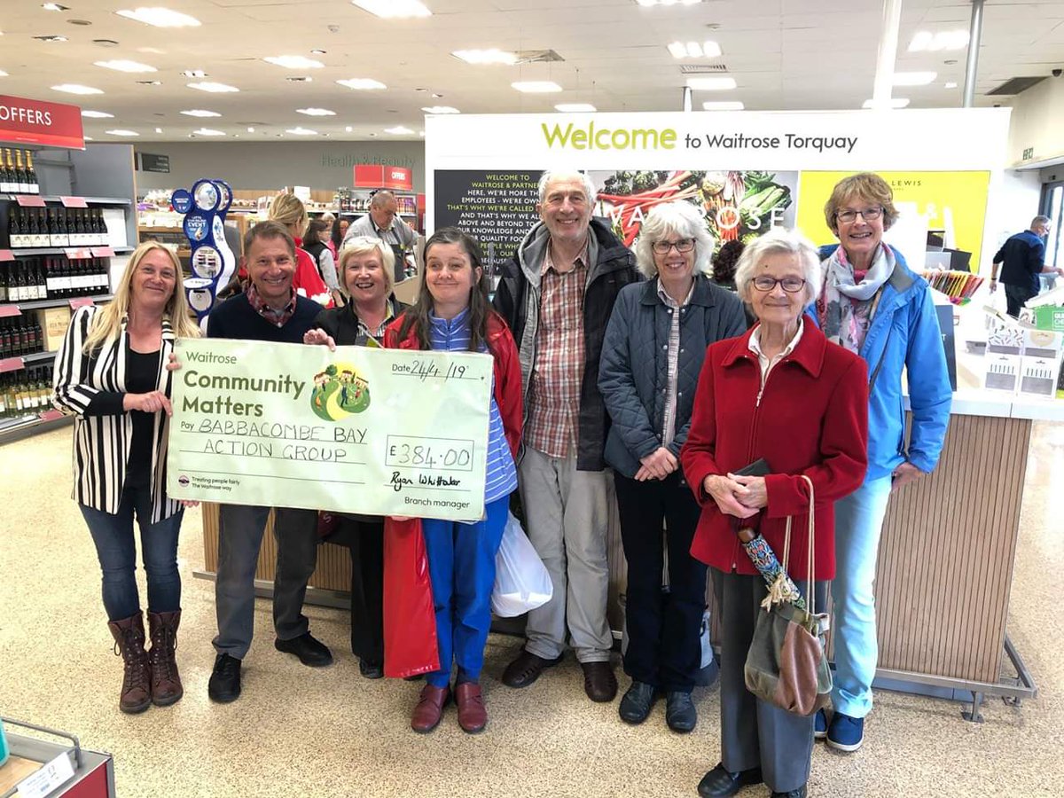 JoSharlott's tweet photo. Some of our team #Babbacombebaybloomers
Receiving our cheque from @waitrose Funding will go towards our 1st water bowser to keep our areas easily watered. 
We will also be sharing this with friends of Tessier Gardens #teamwork #community 
@babbacombestyle @RHSBloom @enjoytorbay https://t.co/QMYKDUEeo3