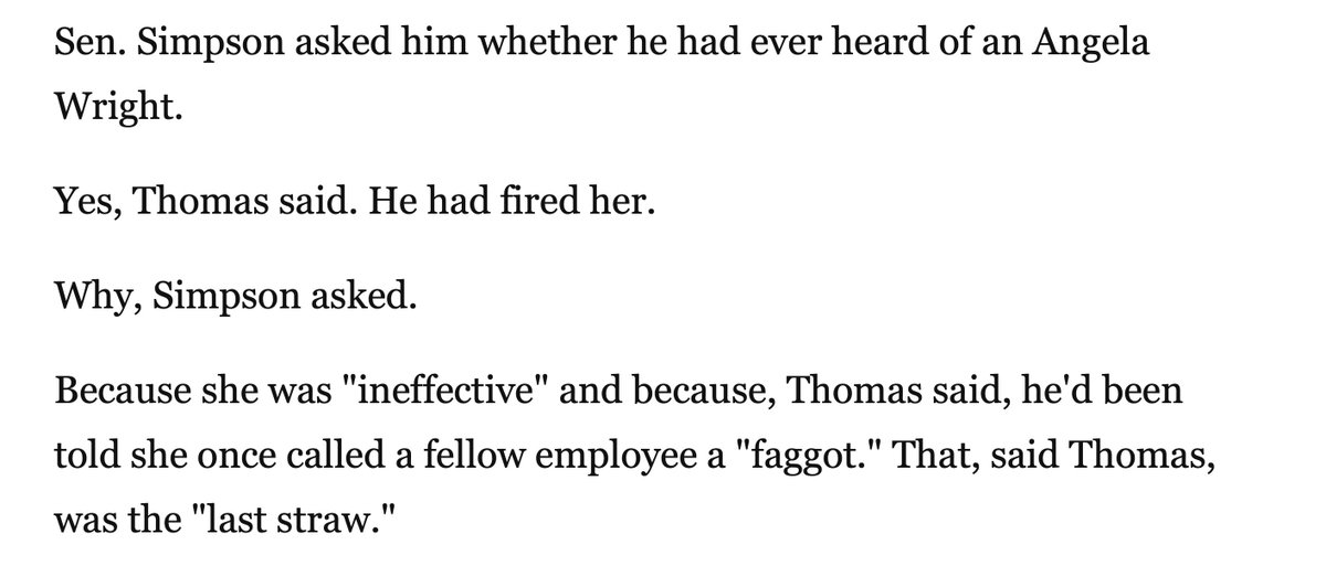 23...there was another big problem: Thomas's testimony about why he fired Wright....